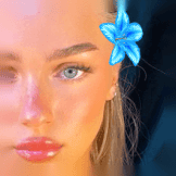 Strawberry + Blue Flower